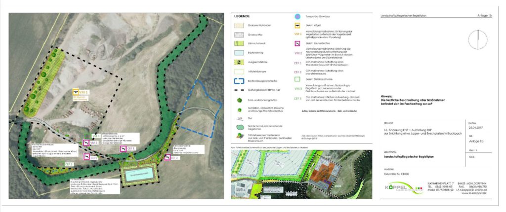 Auszug aus dem Landschaftspflegerischen Begleitplan, Luftbild mit Verortungen, Legende